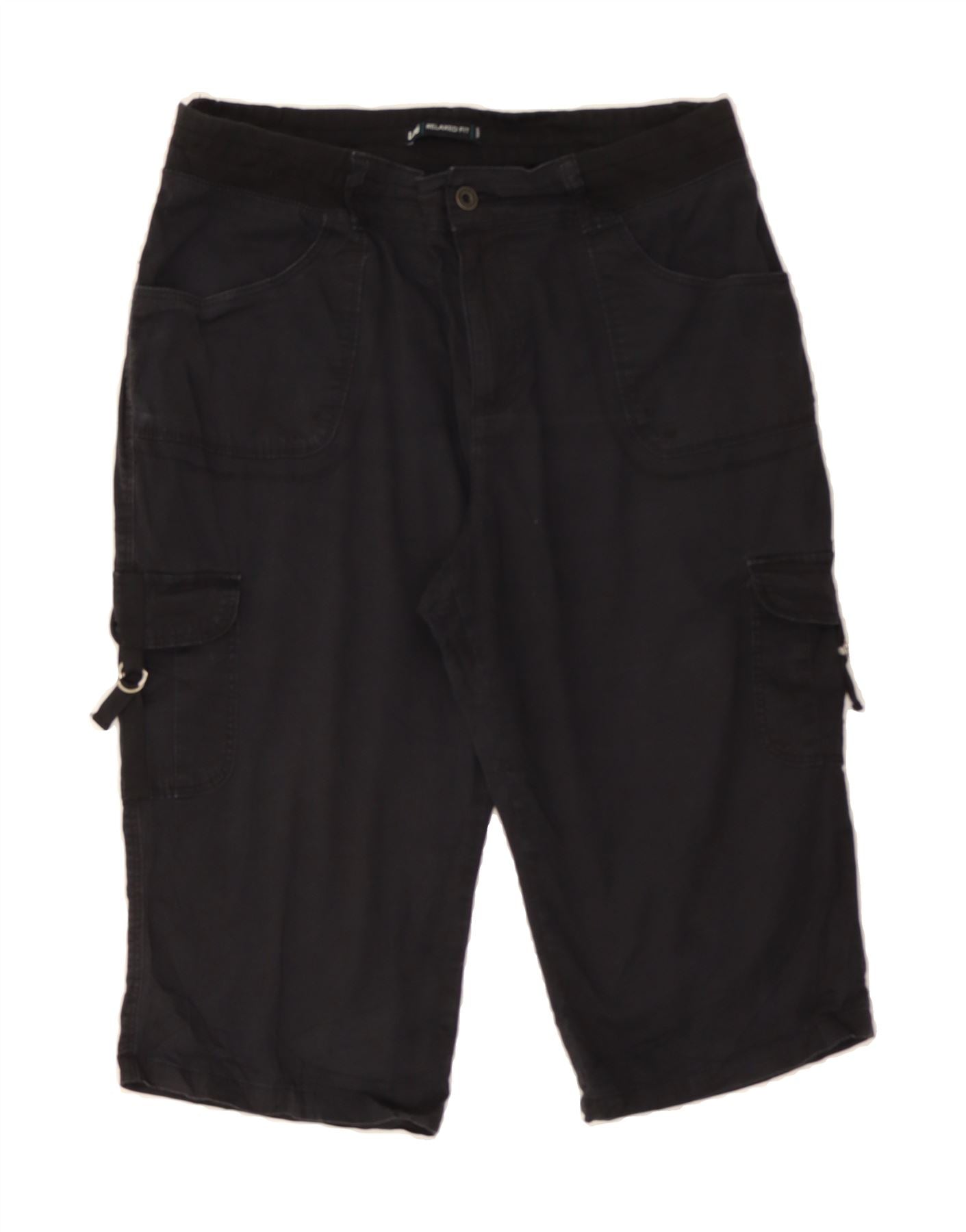 LEE Womens Relaxed Fit Cargo Bermuda Shorts US 14 XL W32 Black