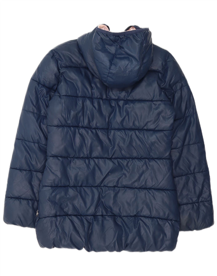Benetton Womens Hooded Padded Jacket UK 8 Small Navy Blue