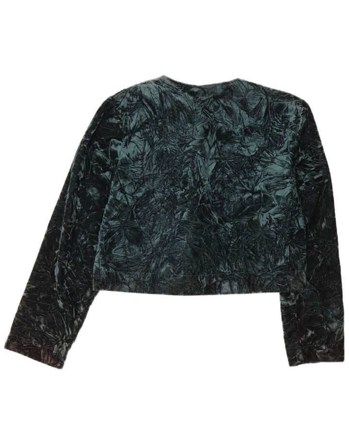 Vintage Womens Velvet Bolero Jacket UK 14 Medium Green