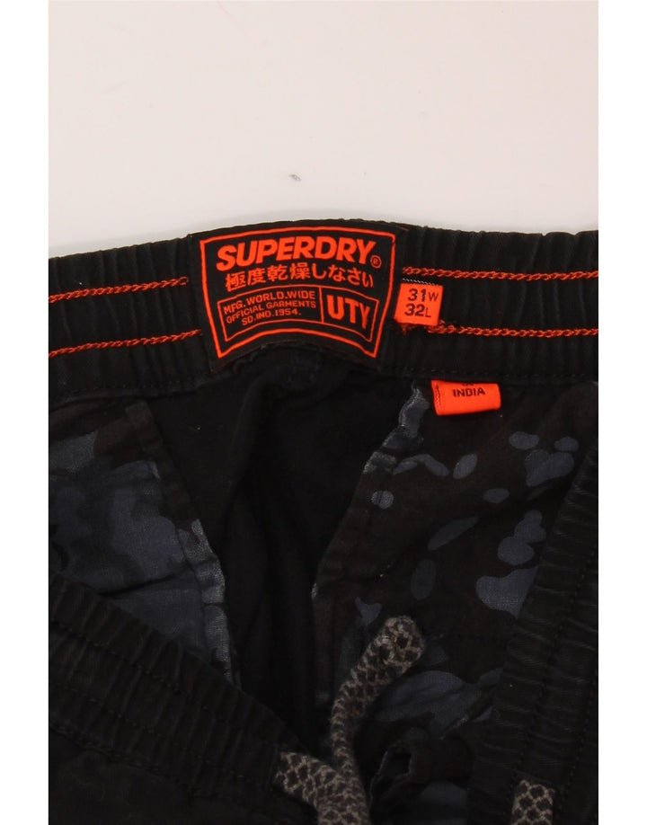 SUPERDRY Mens Skinny Cargo Trousers W31 L32 Black Cotton