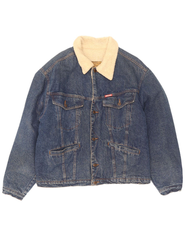 Americanino Mens Denim Sherpa Jacket UK 42 XL Blue Cotton