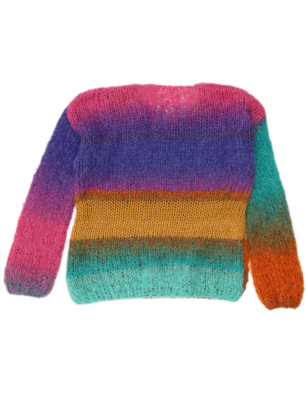 Vintage Womens Crew Neck Jumper Sweater UK 14 Medium Multicoloured Striped
