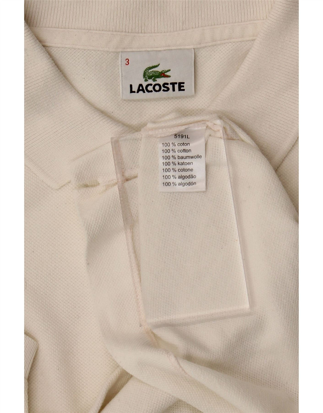 LACOSTE Mens Polo Shirt Size 3 Small White Cotton Vintage Lacoste and Second-Hand Lacoste from Messina Hembry 