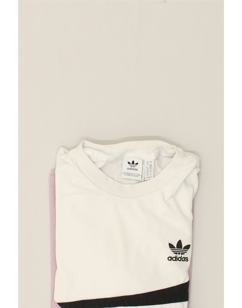 ADIDAS Womens T-Shirt Top UK 10 Small Pink Colourblock Cotton | Vintage Adidas | Thrift | Second-Hand Adidas | Used Clothing | Messina Hembry 