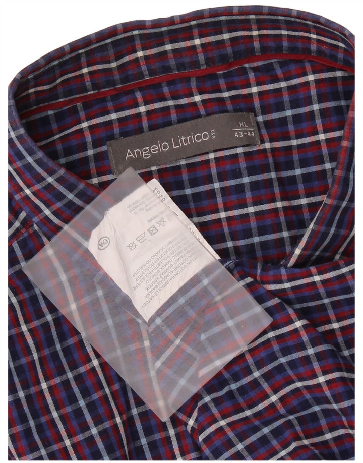 Angelo Litrico Mens Shirt XL Blue Check Cotton