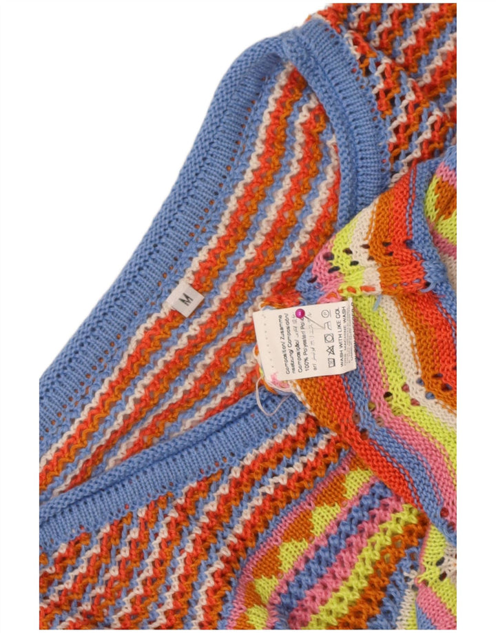 Vintage Womens Boat Neck Jumper Sweater UK 14 Medium Multicoloured Striped