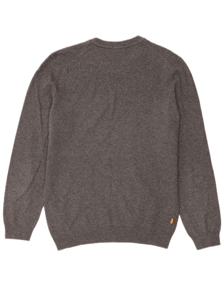 Timberland Mens Crew Neck Jumper Sweater Medium Grey Wool