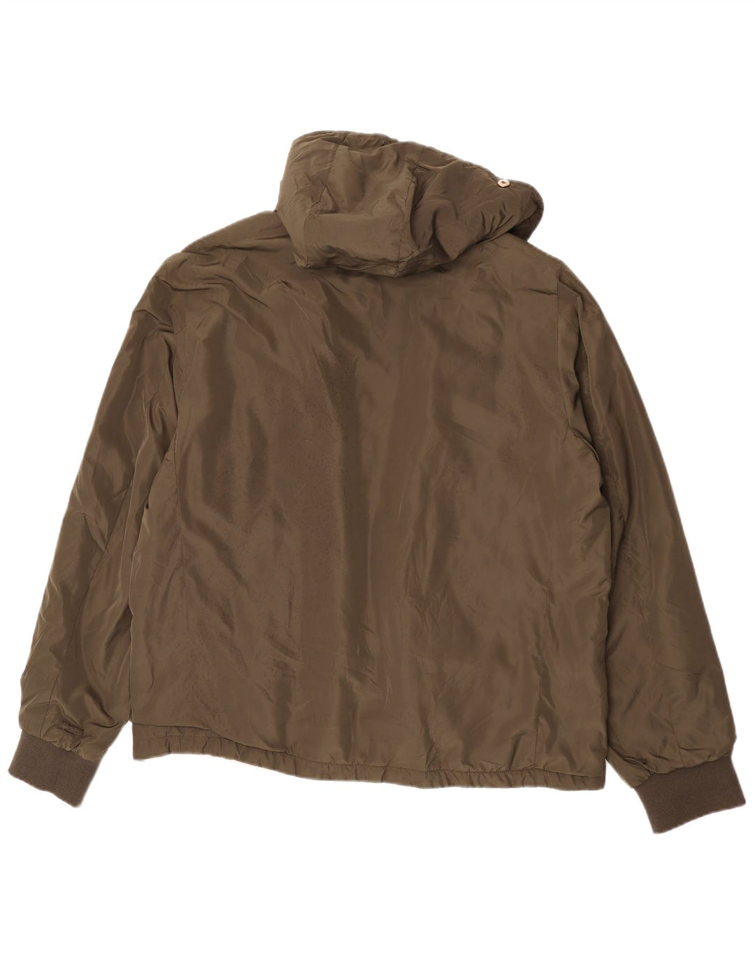 Zara Mens Hooded Bomber Jacket UK 44 2XL Khaki Polyester
