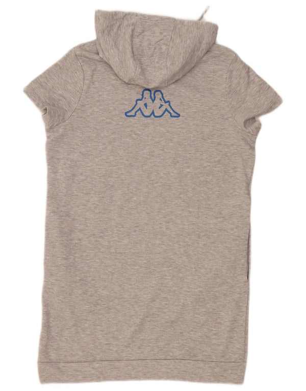 Kappa Womens Graphic Short Sleeves Hoodie Dress UK 14 Medium Grey Cotton