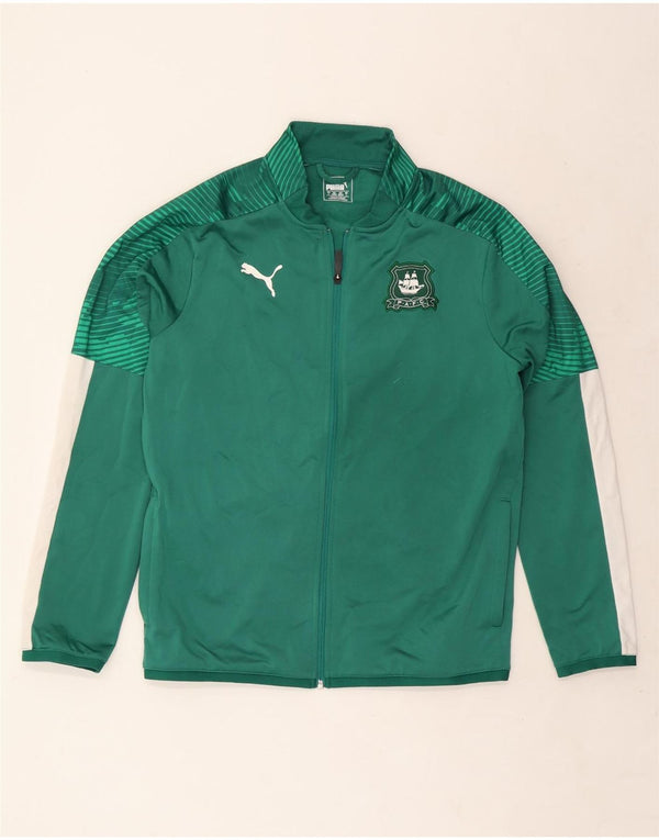 Puma Mens Tracksuit Top Jacket Large Green Colourblock Polyester