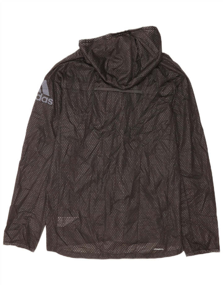 Adidas Mens Climawarm Hooded Rain Jacket UK 38 Medium Black Spotted