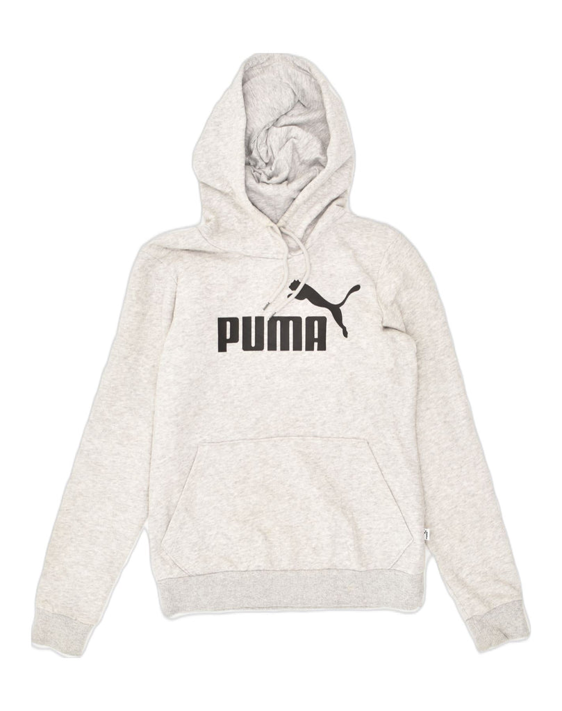 PUMA Womens Graphic Hoodie Jumper UK 8 Small  Grey Cotton | Vintage Puma | Thrift | Second-Hand Puma | Used Clothing | Messina Hembry 