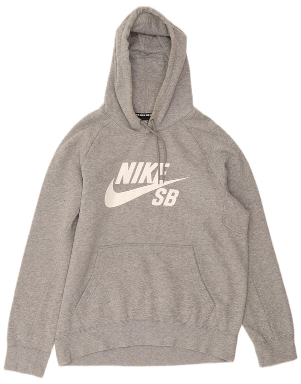 Nike Mens Nike SB Graphic Hoodie Jumper Medium Grey Flecked Cotton