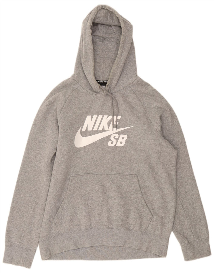 Nike Mens Nike SB Graphic Hoodie Jumper Medium Grey Flecked Cotton