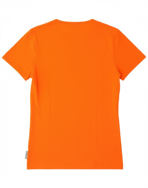 Bikkembergs Womens Graphic T-Shirt Top UK 34 Medium Orange Cotton
