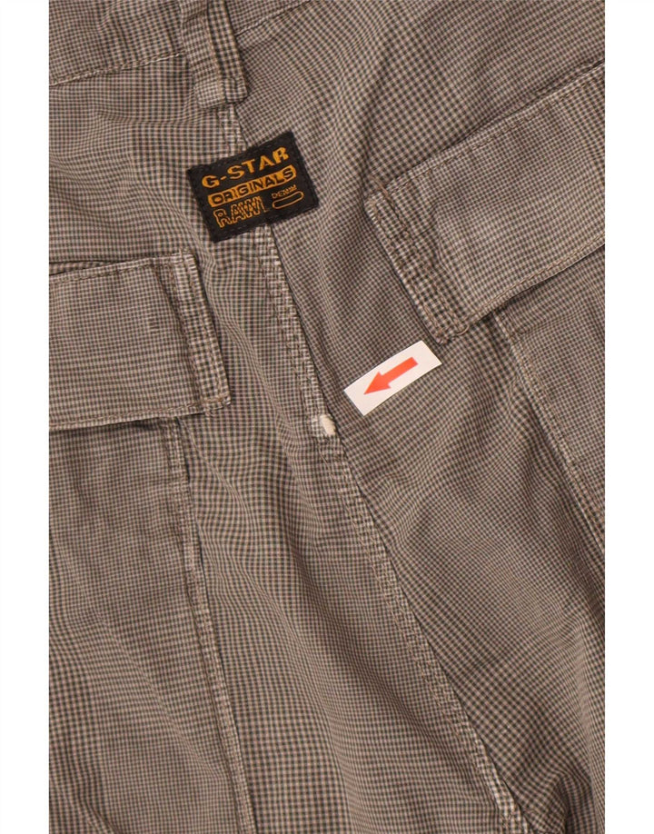 G-Star Mens Cargo Shorts W34 Large Grey Check Cotton
