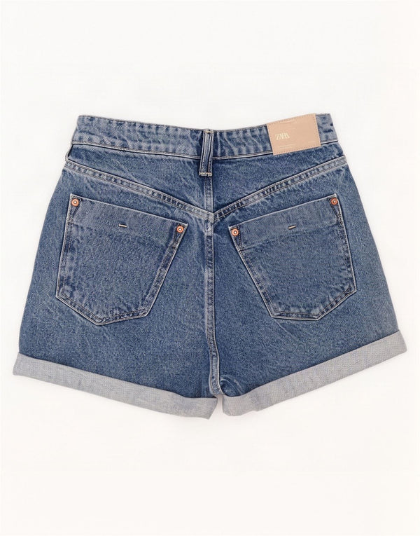 Zara Womens High Waist Denim Shorts EU 38 Small W28 Blue Cotton