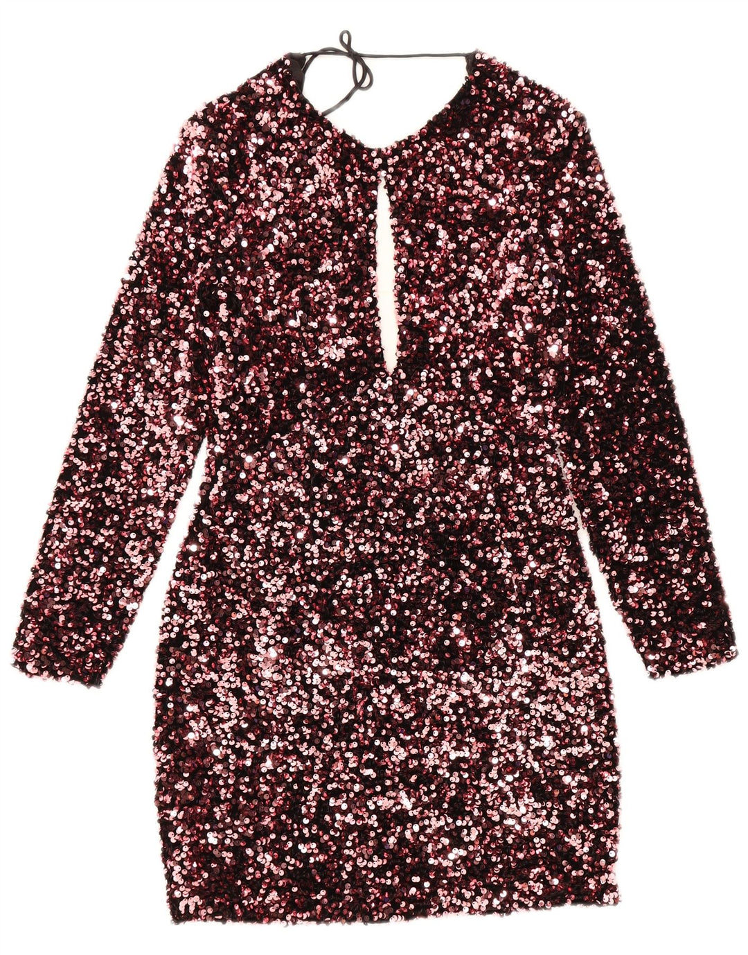 Zara Womens Long Sleeve Sheath Dress UK 8 Small Pink Polyester