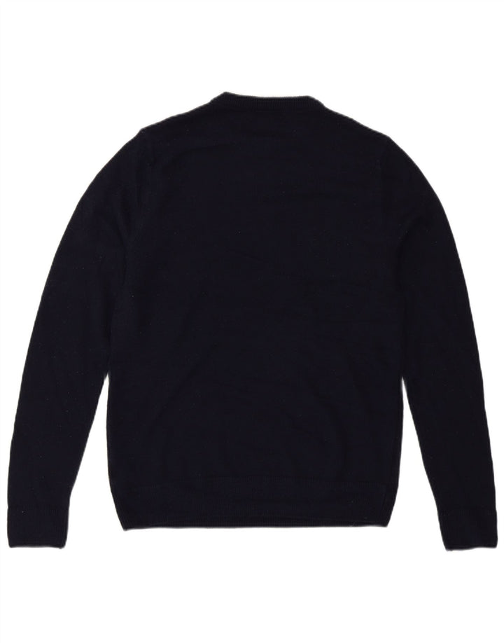 Marks & Spencer Womens Graphic Crew Neck Jumper Sweater UK 10 Small Navy Bl
