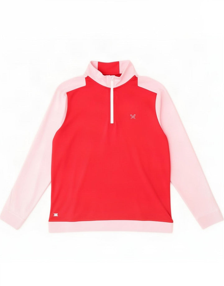 Crew Clothing Womens Pullover Tracksuit Top UK 16 Large Pink Colourblock