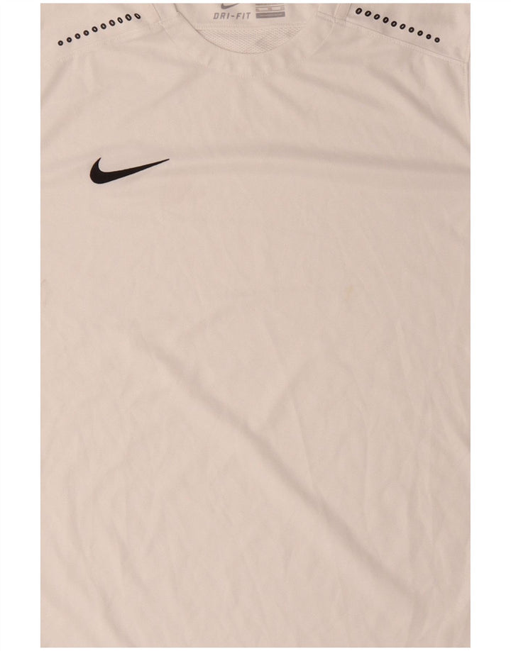 NIKE Mens Dri Fit T-Shirt Top XL White Colourblock Polyester