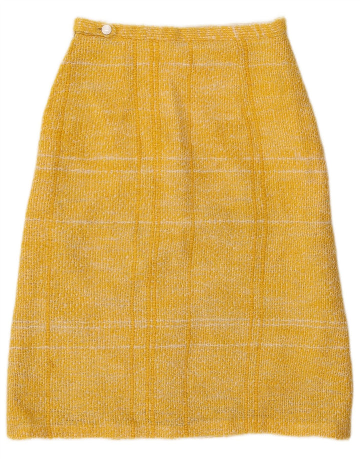 Vintage Womens A-Line Skirt W26 Small Yellow Plaid