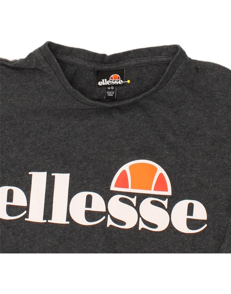 ELLESSE Womens Oversized Graphic T-Shirt Top UK 10 Small Grey Cotton | Vintage Ellesse | Thrift | Second-Hand Ellesse | Used Clothing | Messina Hembry 