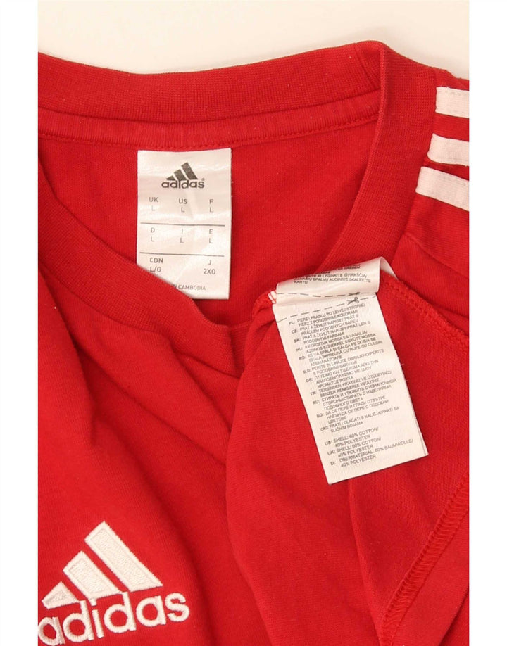 Adidas Mens T-Shirt Top Large Red Colourblock Cotton
