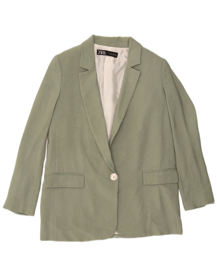 Zara Womens 1 Button Blazer Jacket UK 10 Small Green