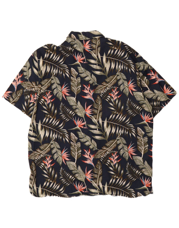 Jack & Jones Mens Short Sleeve Shirt Large Navy Blue Floral