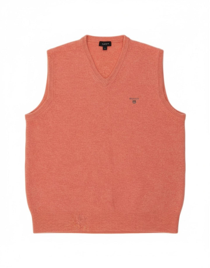 Gant Mens Vest Tank Top Large Pink Wool