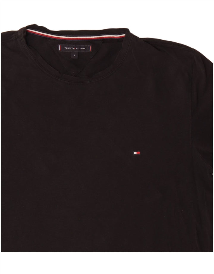 Tommy Hilfiger Mens T-Shirt Top Large Black Cotton