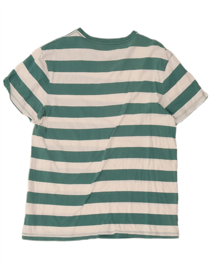 J. Crew Mens T-Shirt Top Large Green Striped Cotton