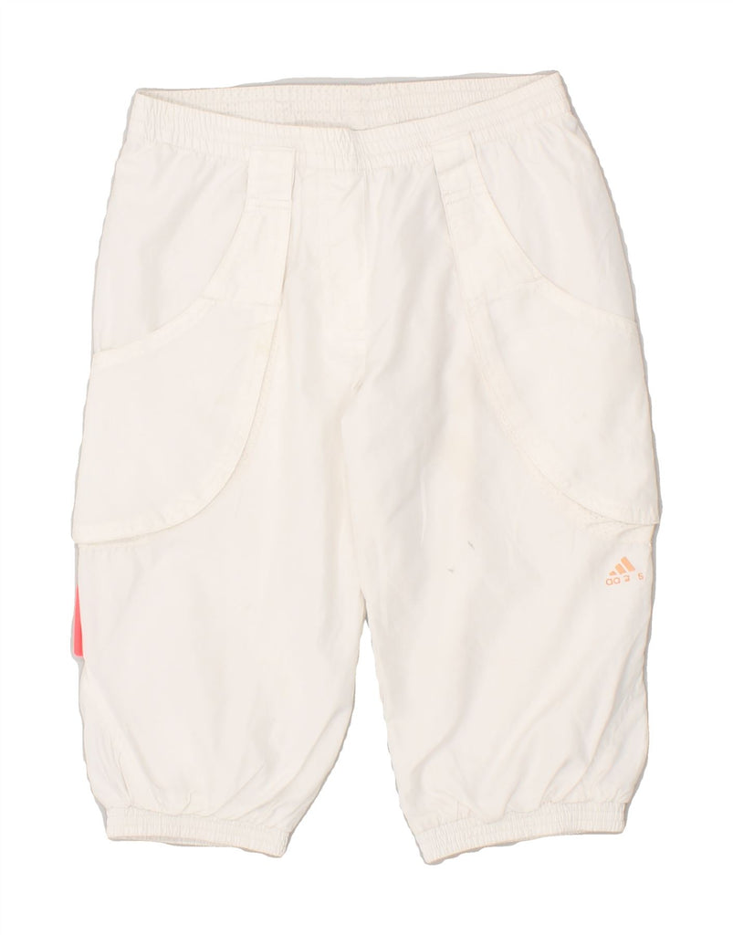 ADIDAS Girls Bermuda Sport Shorts 7-8 Years Off White Polyester | Vintage Adidas | Thrift | Second-Hand Adidas | Used Clothing | Messina Hembry 