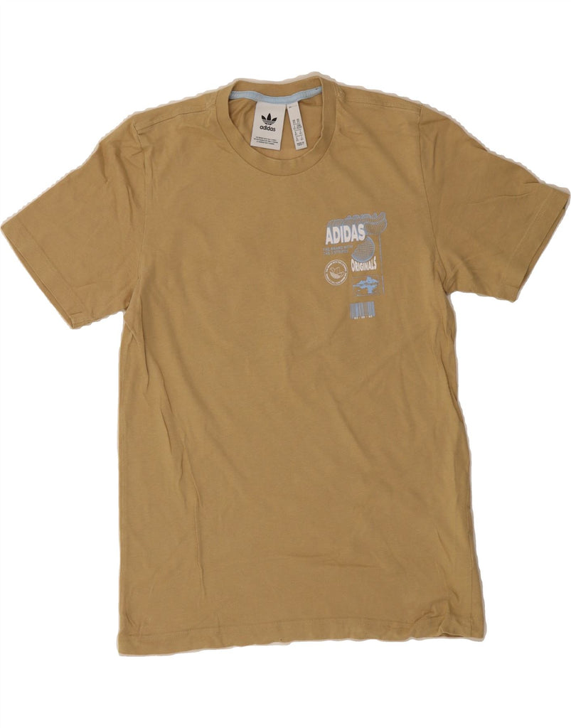 ADIDAS Mens Graphic T-Shirt Top XS Beige Cotton Vintage Adidas and Second-Hand Adidas from Messina Hembry 