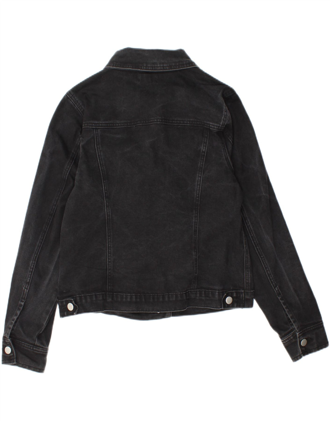 Warehouse Womens Crop Denim Jacket UK 12 Medium Black Cotton