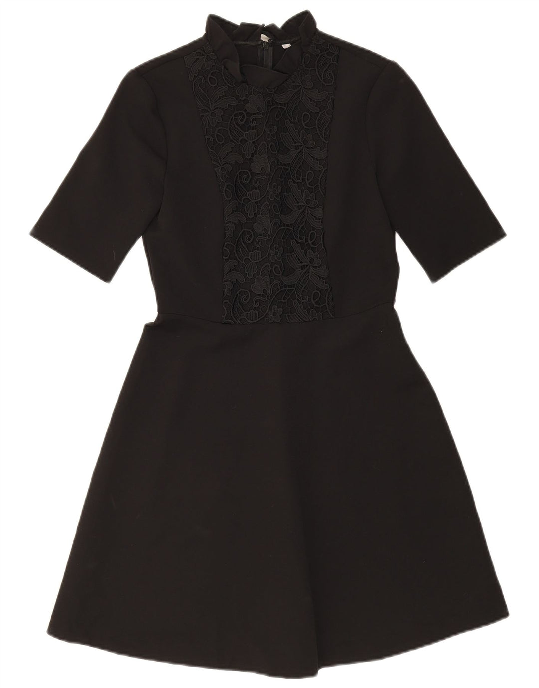 ZARA Womens A-Line Dress UK 10 Small Black Floral Polyester