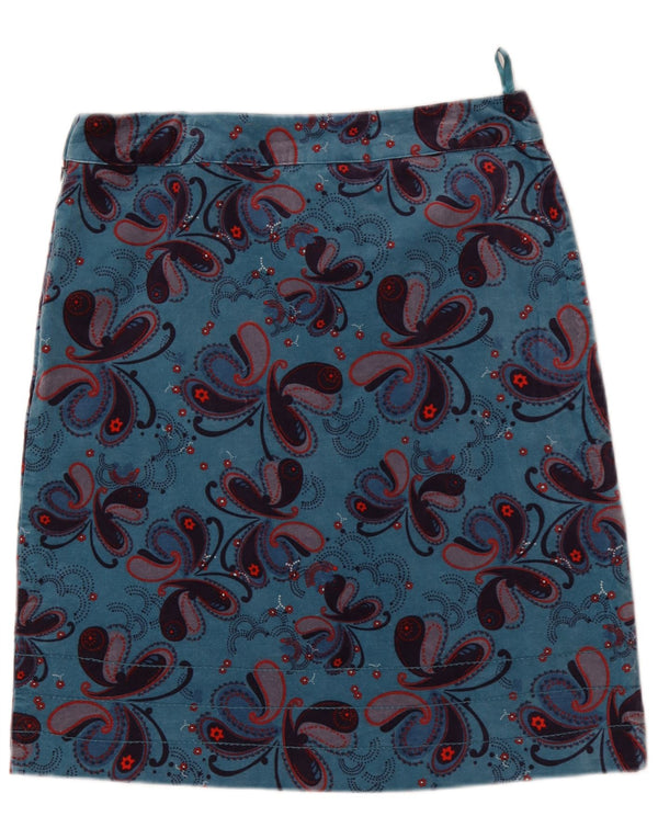White Stuff Womens Straight Skirt UK 12 Medium W32  Blue Paisley