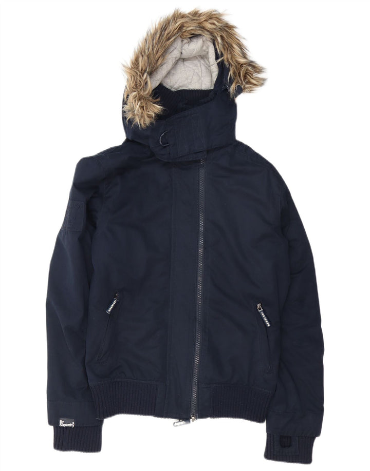 Superdry Mens The Windbomber Hooded Bomber Jacket UK 38 Medium Navy Blue