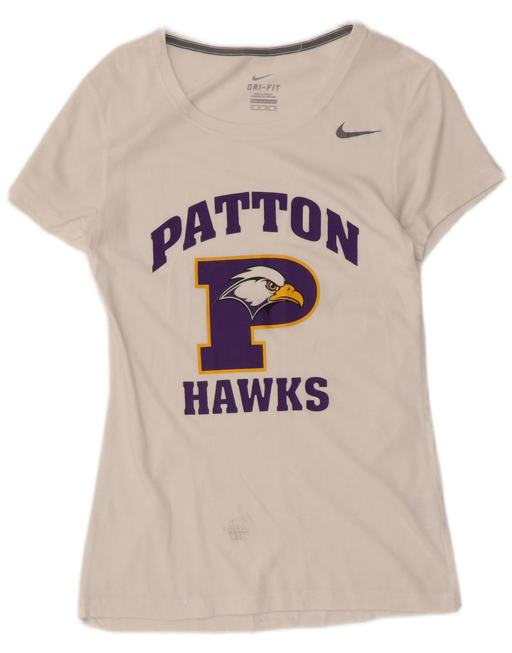 Nike Womens Patton Hawks Graphic T-Shirt Top UK 6 XS White Polyester