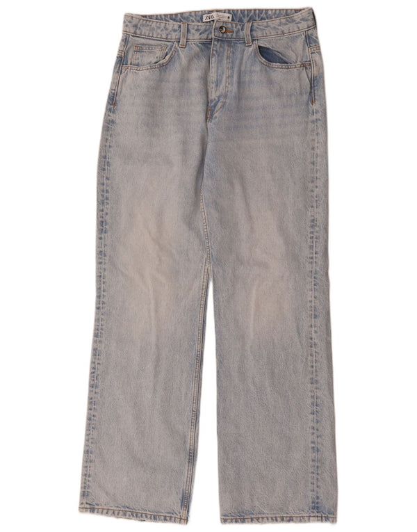 Zara Womens High Waist Wide Leg Jeans EU 42 Large W32 L32 Blue Cotton