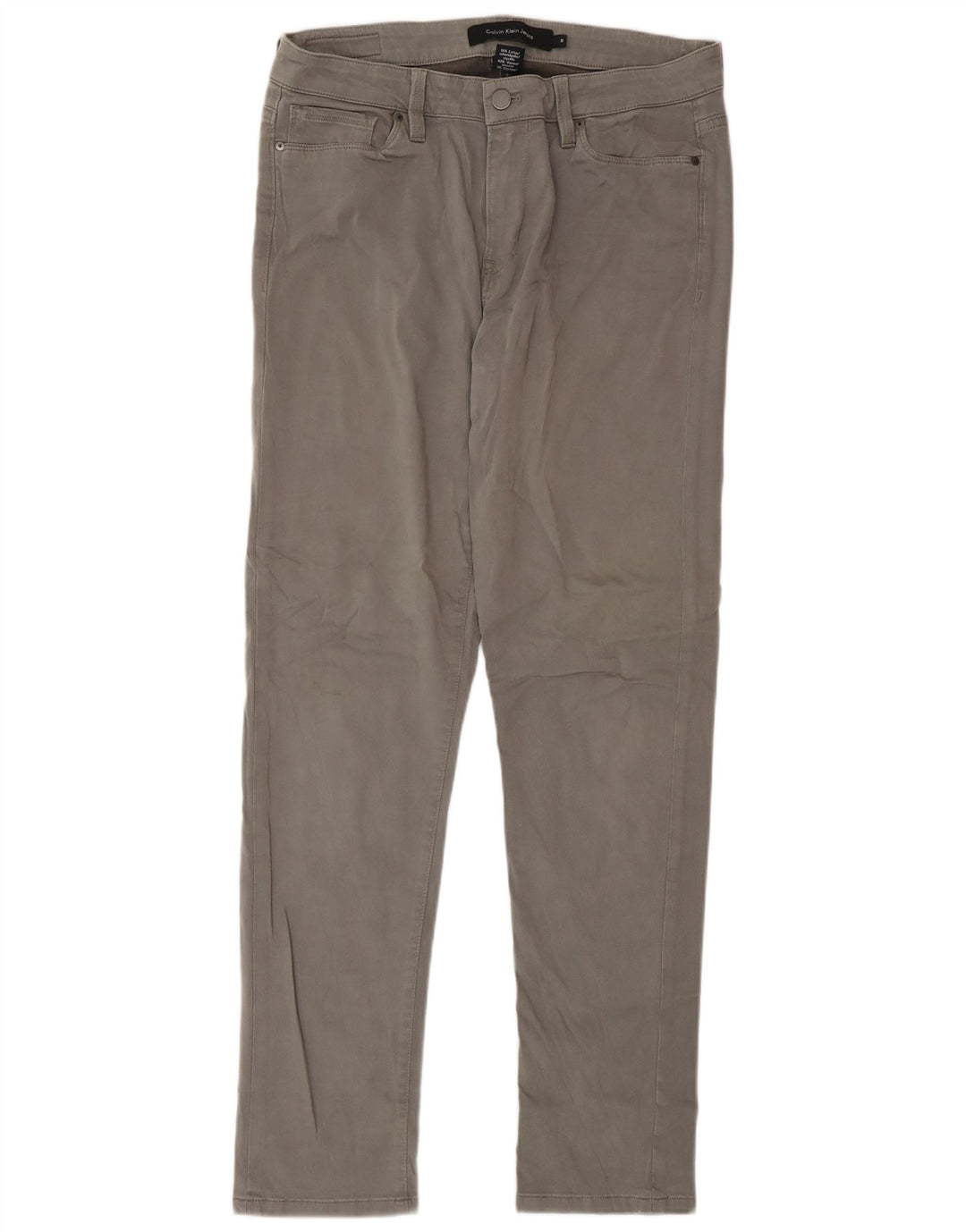 Calvin Klein Womens Slim Casual Trousers US 10 Medium W32 L32 Grey Cotton