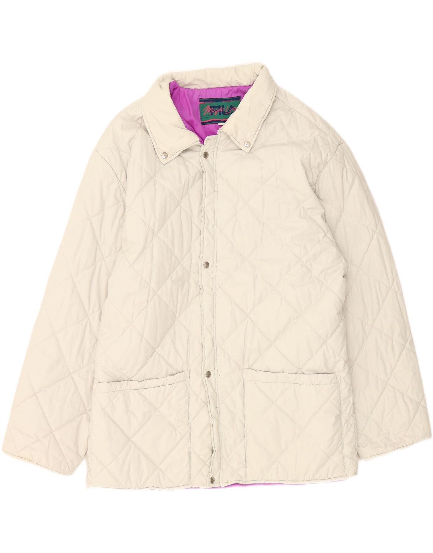 FILA Mens Quilted Jacket UK 40 Large Off White Cotton Vintage