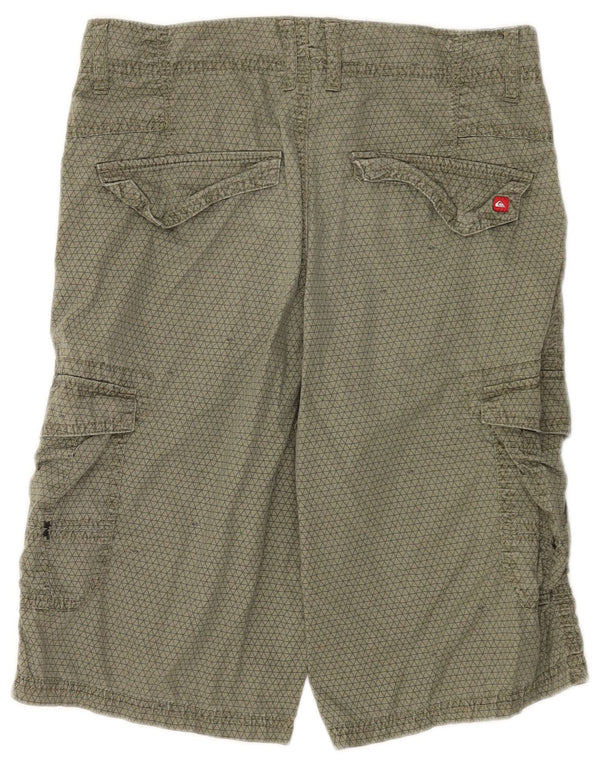 Quiksilver Boys Cargo Shorts 13-14 Years W28 Khaki Geometric Cotton