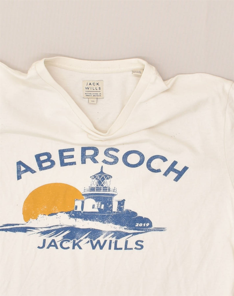 JACK WILLS Mens Graphic T-Shirt Top XS White Cotton | Vintage Jack Wills | Thrift | Second-Hand Jack Wills | Used Clothing | Messina Hembry 