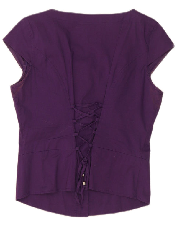 Ashley Brooke Womens Shirt Blouse UK 10 Small Purple Cotton