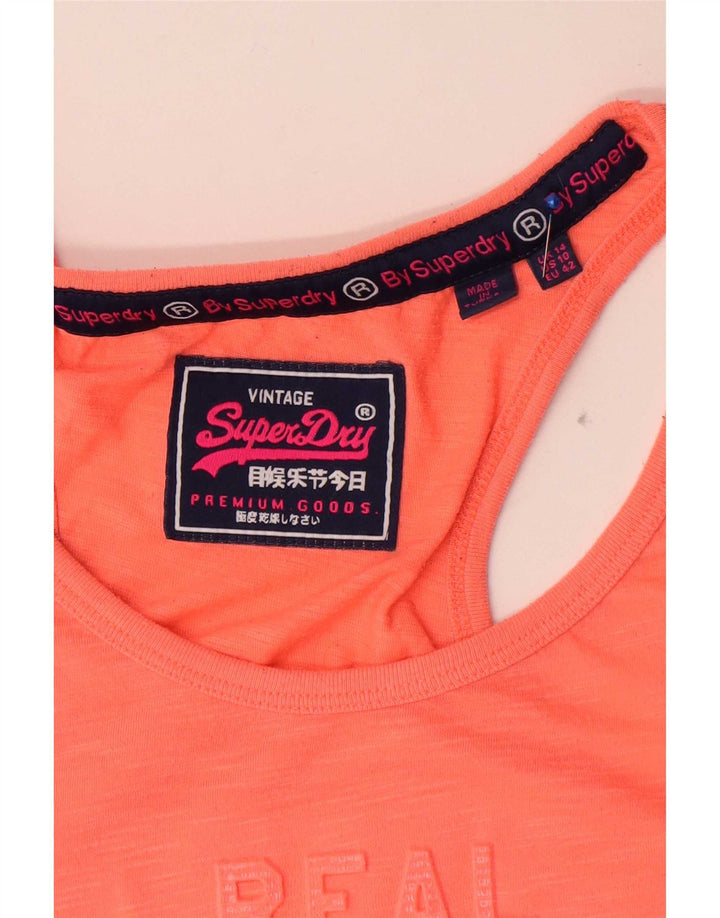 Superdry Womens Graphic Vest Top UK 14 Large Orange Polyester