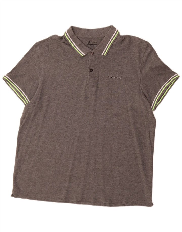 LOTTO Mens Polo Shirt 2XL Grey Cotton