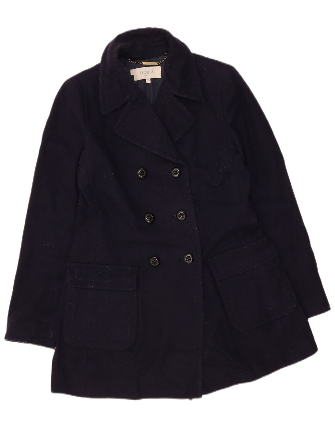 Hobbs Womens Double Breasted Coat UK 10 Small Navy Blue