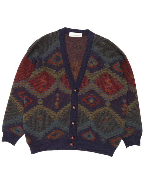 Marks & Spencer Mens St. Michael Cardigan Sweater XL Navy Blue Retro